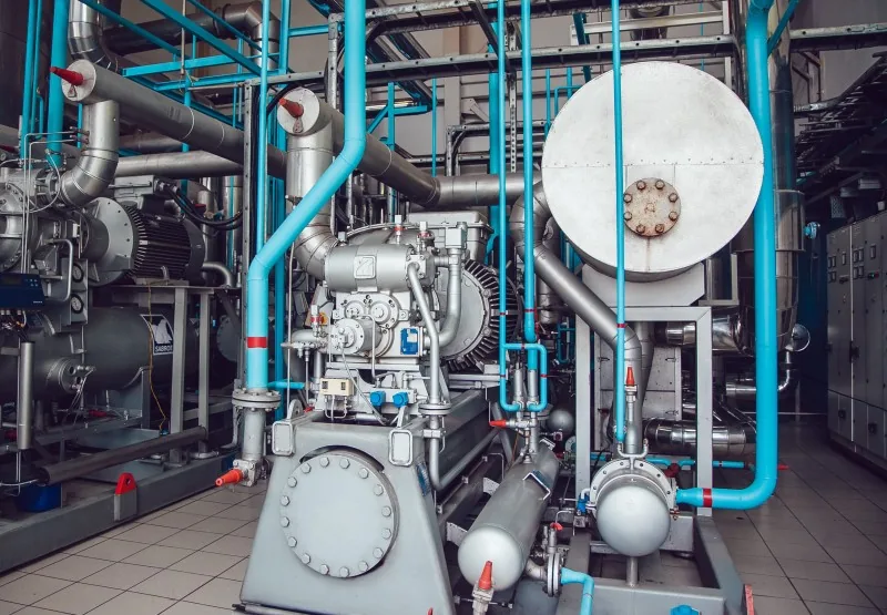 Industrial refrigeration compressor plant